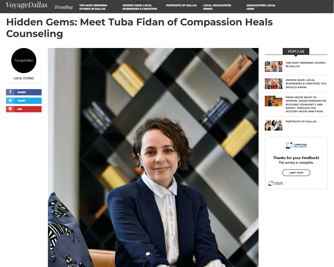 Voyage Dallas Magazine - Featured Interview with Tuba Fidan